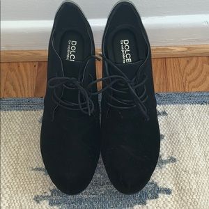 Dolce by mojomoxy black wedge boots